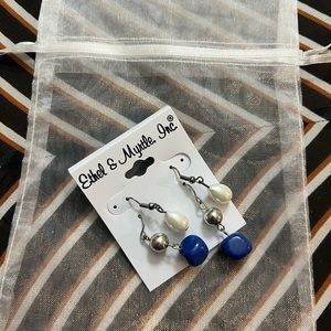 Ethel & Myrtle Pearl and Blue Stone Earrings